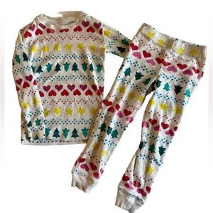 Primary white fair isle holiday print pajamas - 2-3 - play condition